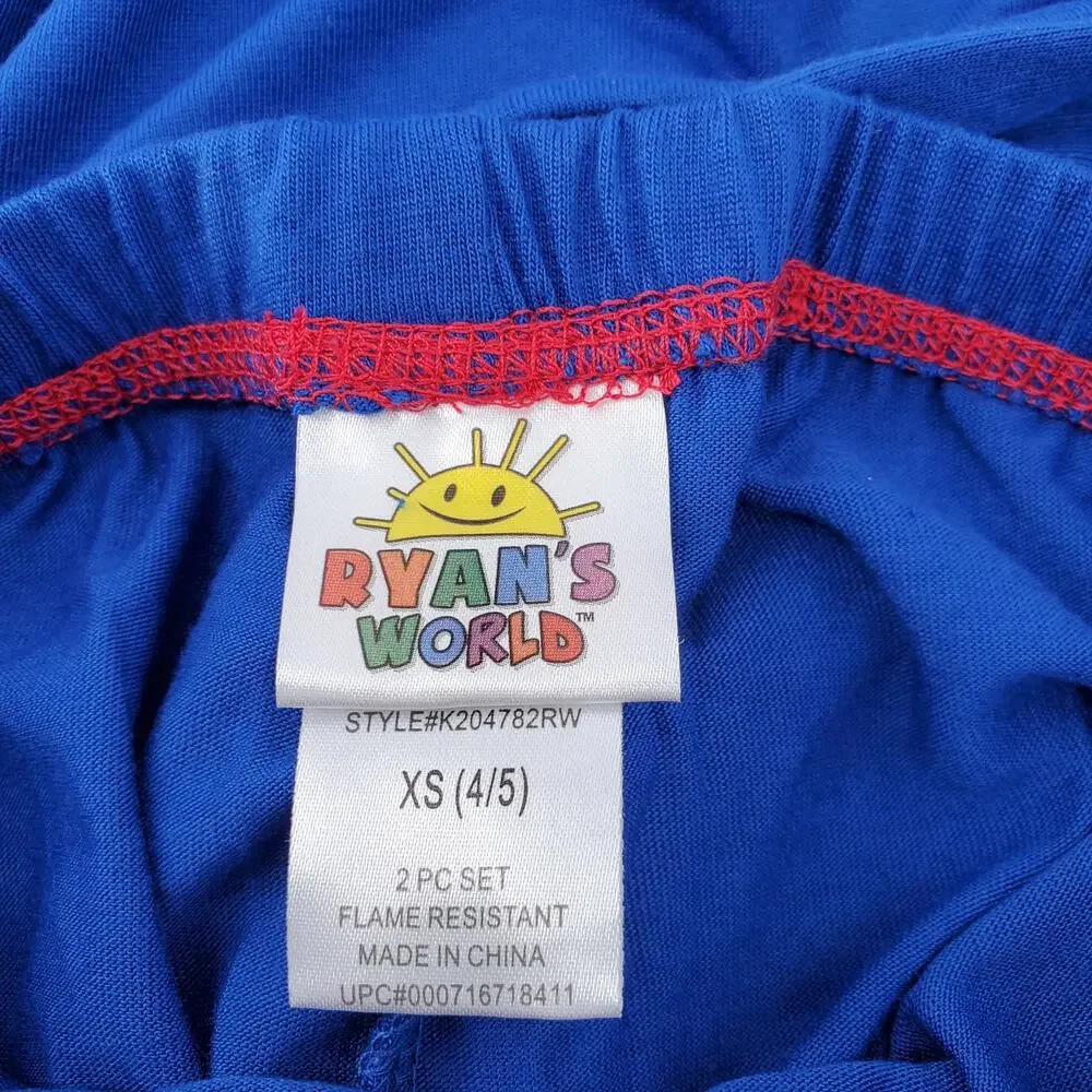 Ryan's World Top and Bottom‎ Pajama Set Navy Blue Boy's Size X-Small 4/5 New